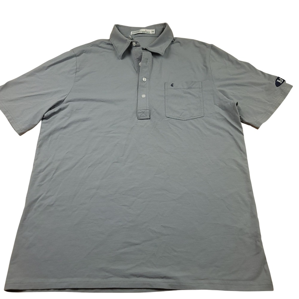 Criquet Men's Gray Pima Cotton Spandex Polo Shirt Size L Golf Casual‎